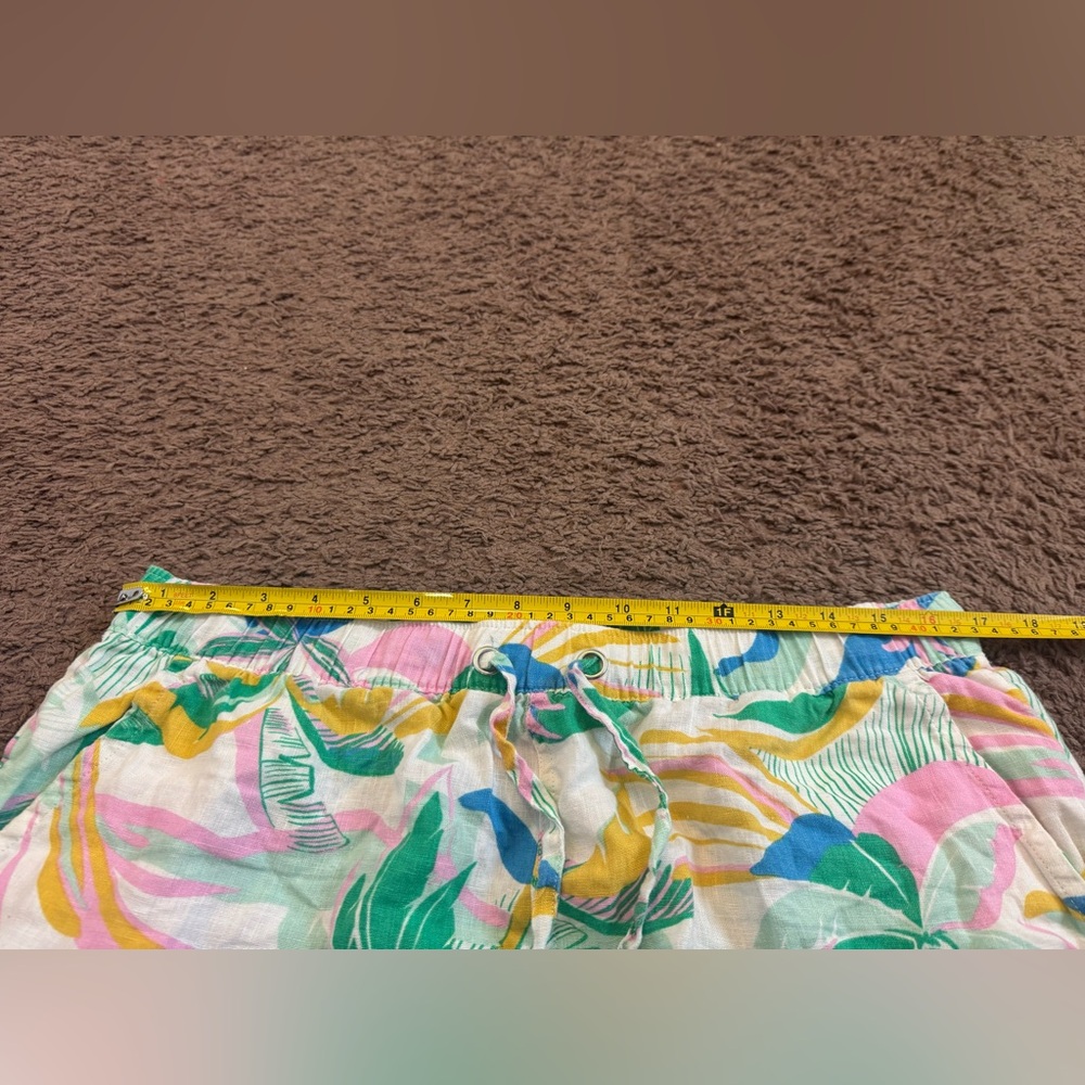2 FOR $20 C & C California 100% Linen Shorts Tropical Pull On High Rise Size L - Picture 3 of 7